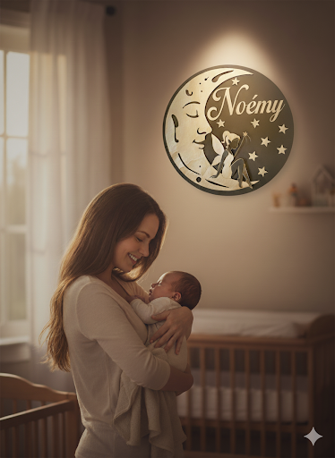 Lune en bois & Fée enchantée – Décoration magique et poétique