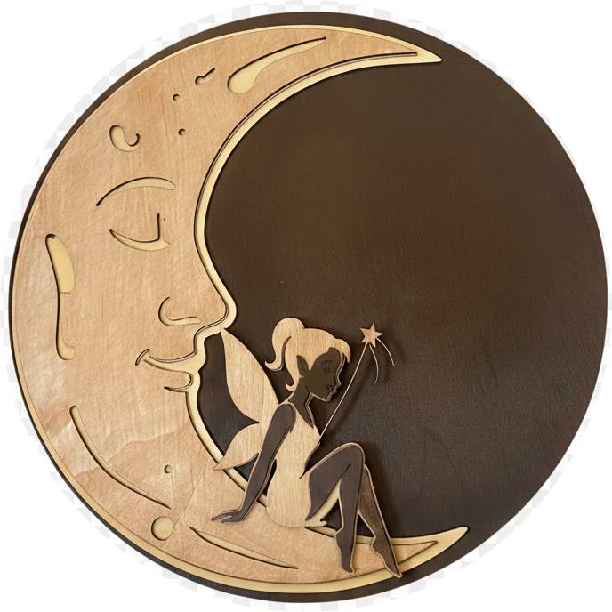 Lune en bois &amp; Fée enchantée – Décoration magique et poétique